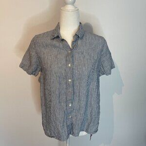 J Jill Blue & White Blouse with Floral Back size SP